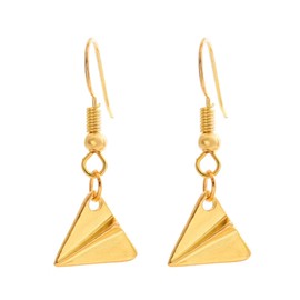 coadipress Tiny Paper Airplane Earrings for Women Unique Funny Gold Silver Plated School Origami Aircraft Alloy Earrings Jewelry (Gold)