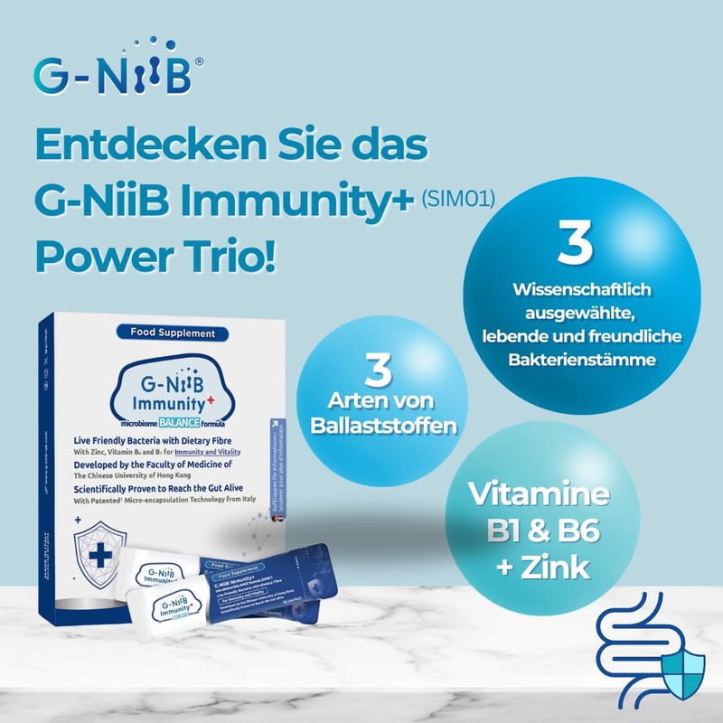 G-NiiB Immunity+ (SIM01) | Digestive Probiotics and Prebiotics with Zinc,