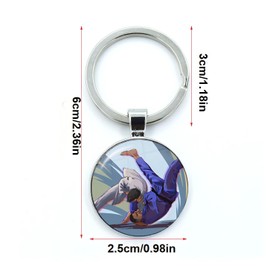 ZENRUIMING 3 x Sports Judo Keychains, Judo Enthusiasts, Zinc Alloy Sports Keychains, Glass Keychains, Car Backpack Accessories, Multi-Colour, One Size, multicoloured