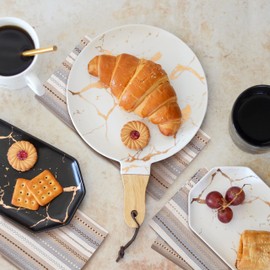 LFH Home Salsa Dobby Stripes Cloth Dinner Napkin - Set of 12 Machine Washable Reusable Cocktail Cotton Napkins for Wedding Christmas Thanksgiving Family Gathering & Daily Use -18x18 Inch -Cream Multi