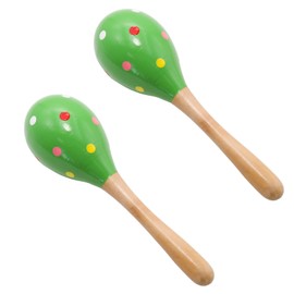 Wuyituart 2 Pcs Maracas Wooden Rattles Shaker Hand Music Instruments Percussion Instruments, Green