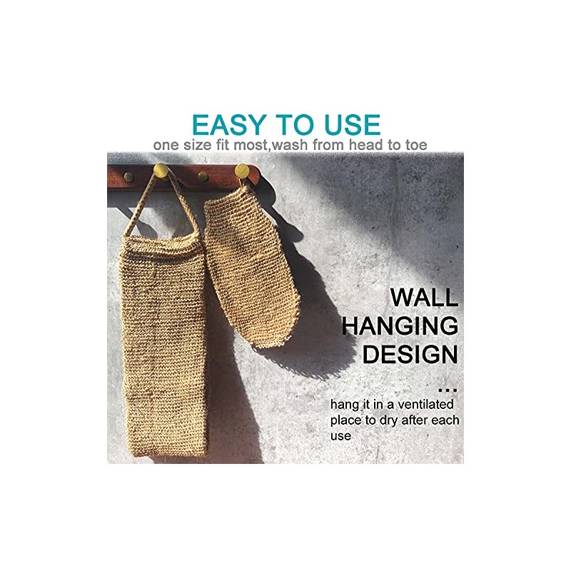 2 Pack 100% Natural Exfoliating Hemp Glove Mitt Mitten -