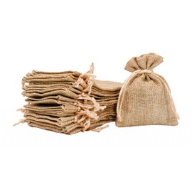 Mandala Crafts 3X4 Inch Plain Burlap Drawstring Gift Bags for Favors - 20 Mini Linen Sacks Gift Pouches for Candy, Jewelry, Wedding, and Party Supplies