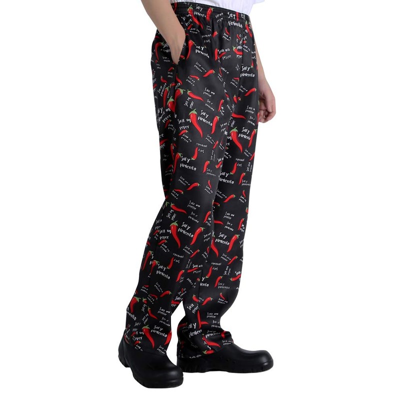 Nideen Men’s and Women's Baggy Printed Chef Pants Kitchen Uniforms