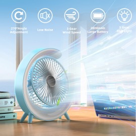 TSUINZ RGB Intelligent Colorful Lights Rechargeable High Wind Power Silent Desktop Fan