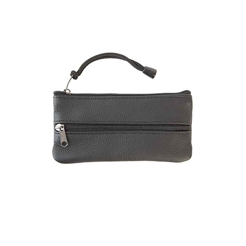 Leather Key Holder, Key Chain Wallet, Bag, Pencil Case (Black)