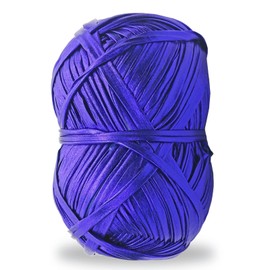 Hilo metálico para playera de 140 yardas, hilo de tejer de tela de ganchillo brillante, para principiantes de ganchillo, bolsa de manualidades, proyectos de manta (azul)