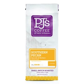 PJ's Southern Pecan - Whole Bean Flavored Coffee - Smooth Sweet Flavor, Medium Bodied, Rich, Buttery Pecan Notes 16 oz (Pack of 1)