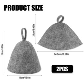 2pcs Sauna Hats for Men Women, Felt Russian Banya Sauna Cap High Absorbent Unisex Sauna Accessories Gift for Steam Shower Bath (Gray)