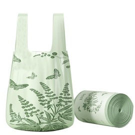 55pcs Small Trash Bags for Bathroom, Office, Kitchen,Bedroom Waste Bin 4 Gallon 1.1 Mil Thick Garbage Bags Separated Strong Rubbish Bags (Green, 55 Counts)