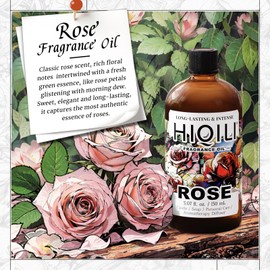 HIQILI Rose Fragrance Oil for Candle & Soap Making, Essential Oil Diffuser, Floral Scents, Add to Laundry Dryer Balls - 5.07 Fl Oz