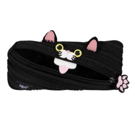 ZIPIT Cat Pencil Case | Cute Pencil Pouch for Girls (Black)