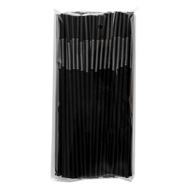 UUYYEO 100 Pcs 26cm Individually Wrapped Flexible Plastic Straws Individually Packaged Smoothie Straws Long Bendable Drinking Straws Iced Coffee Straws Restaurant Style Straws Black