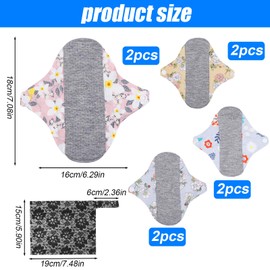 6 Stück Reusable Cotton Pads: TOATELU Slipeinlagen Waschbar,Wiederverwendbare Hygienetücher Pads mit Wasserdichte Tasche,Waschbar Damenbinden für Menstruation,Anti Leck Urinmatte für Frau Alter Mann