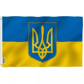 Anley Fly Breeze 3x5 Foot Ukraine Coat of Arms Flag - Ukrainian National Flags
