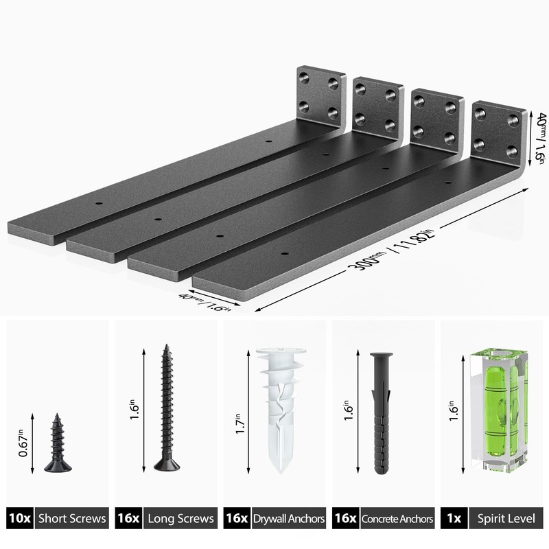 Ultra-Strong 12-Inch Steel Shelf Brackets (Pack of 4) - Easy