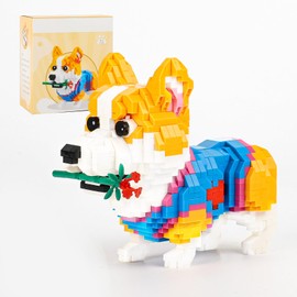 QLT QIAOLETONG Cute Animal Micro Mini Building Blocks Kit, Corgi Dog Micro Bricks Building Toys for Adults, Party Favors for Kids 12-14+ Years Old, Birthday, Carnival Prizes (997 PCS)