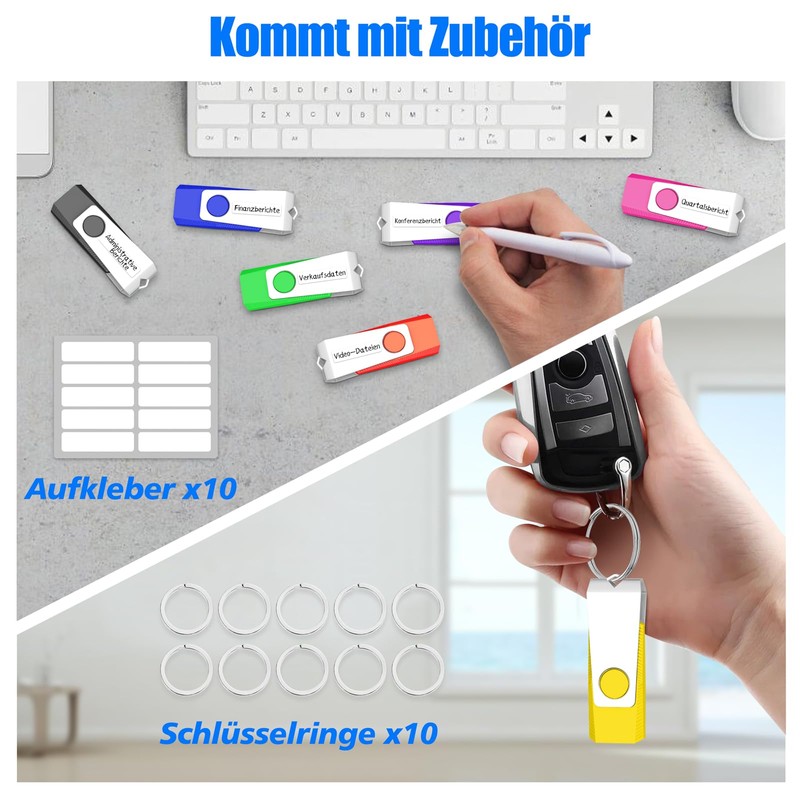 TEWENE USB Stick 2 GB 10 Piece Set, USB Memory