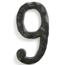NACH House Numbers for Outside, 5.5 inch Black Address Numbers for House - Number 9 - Rustic Numbers for Outside with Mounting Hardware