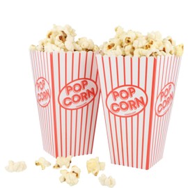 Lizzy 10pk Popcorn Containers | 14cm x 7.5cm Open-Top Popcorn Box Cinema Carton Box Movie Favor Boxes, Striped Paper Candy Container for Movie Nights Carnivals