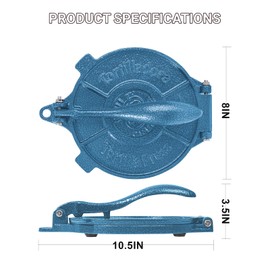 Vivicreate Cast Iron Tortilla Press Dough Flour Tortilla Rotis Quesadilla Maker Prensa para tortillas de hierro fundido 8 inch NO-SLIP