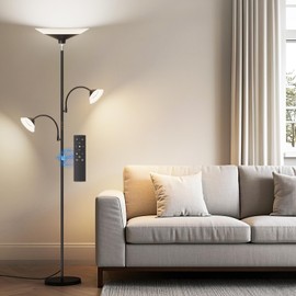 SIBRILLE 3 Way Torchiere Floor Lamp - 42W Dimmable LED Tree Standing Lamp with Remote, 2300LM, Color Changing, 72" Tall Bright Floor Lamp for Living Room Bedroom Office