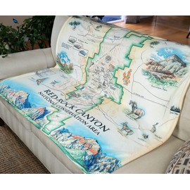 Xplorer Maps Red Rock Canyon National Conservation Area Map Fleece Blanket - Hand-Drawn Original Art - Unique Gift - 58"x 50"