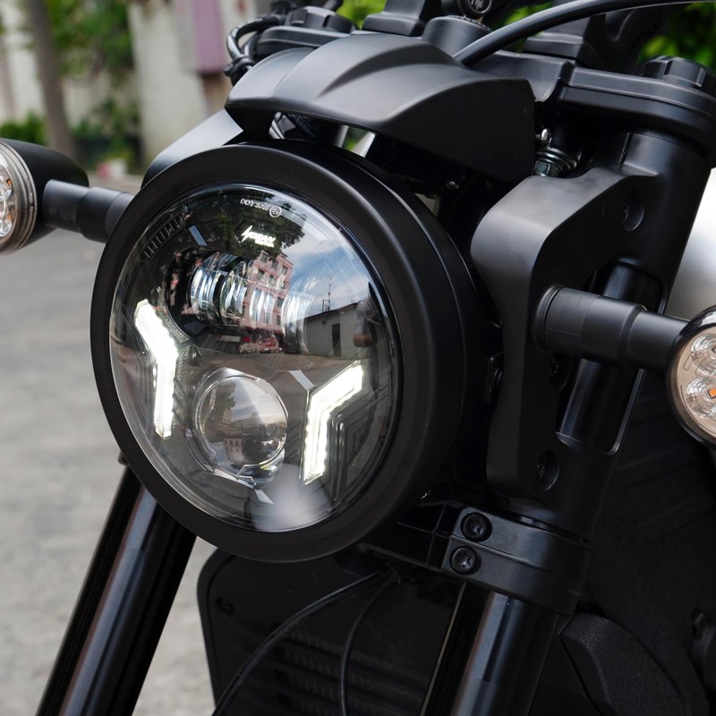 SINLIRU 7inch Round Headligt 7" Motorcycle White DRL Amber Turn