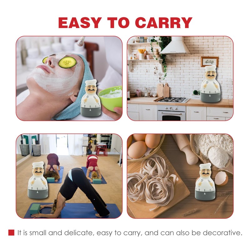 Rileyfine WG012 Kitchen Mechanical Timer, Countdown Alarm Clock, Chef Shape,