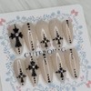 Champagne Cross Handmade Nail Tips - Oval S / 샴페인