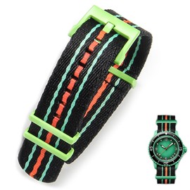 Wentokye 22mm Nylon Straps For Blancpain X Swatch Replacement Nylon Watch Band - Multiple Colors(BlackGreen)