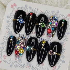 Color Full Stone Handmade Nail Tips - Ballerina / 컬러 풀스톤 수제네일팁 - 발레리나