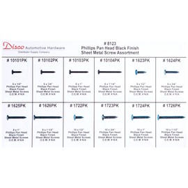 Disco Automotive 8123 Black Phillips Pan Head Screw Assortment