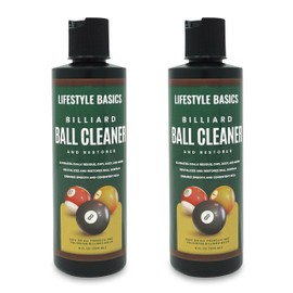 Lifestyle Basics Billiard Ball Cleaner and Restorer Polish 2-Pack | All-in-One Pool Ball Cleaner | Removes Chalk Residue, Dust, Dirt, and Grime