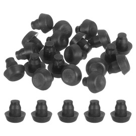 sourcing map Glass Top Table Bumpers with Stem, 20Pcs Rubber Grippers Anti Slip Pads for 6mm Hole, Furniture Pads Foot End Caps Covers Protectors for Chair, Cupboard (Black)