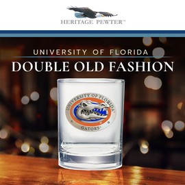 Heritage Pewter University of Florida Double Old Fashion | Double Rocks Glass 14 OZ for Liquor | Expertly Crafted Pewter Glass