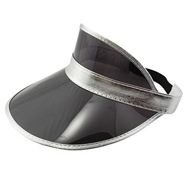 Freak Scene Visor Cap - Retro Shield Cap - 80s Poker Baseball Cap Black-Silver