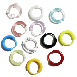 Melimarry 12 Pairs Anti-Allergy Unisex Cute Plastic Hoop Ear Retainers, Nose Rings, With Buckle, For Sensitive Ears & Skin, Plastic, no gemstone