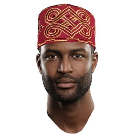 Dupsie's Cotton Burgundy Embroidered African Hand Woven ASO Oke Hat