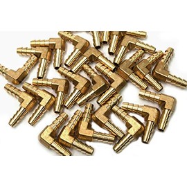 LTWFITTING LTWFITTING 90 Deg Elbow Brass Barb Fitting 1/4-Inch x1/4-Inch Hose ID Air/Water/Fuel/Oil/Inert Gases (Pack of 5)