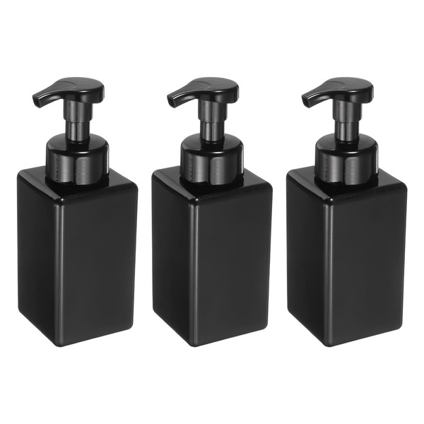 sourcing map 3PCS Square Empty Foam Pump Bottle, 450ml Travel