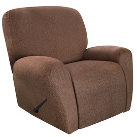 ANARACHON Recliner Chair Covers Leather Look, 4 Pieces Lazy Boy Recliner Covers Non Slip, Soft Slipcovers for Large Recliners, Furniture Protector Washable for Pets (1 Seater, 05 Brown)