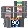 Reli. 90L Large Clothes Storage Bags (6 Pack) Closet Organizers
