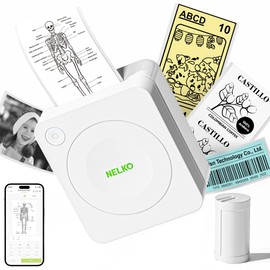 Nelko Sticker Printer, PM230 Mini Printer Bluetooth Portabel Sticker Maker with 1 Roll of Paper, Print Pods Mini Printer with Multiple Templates for Phone & Tablet, White