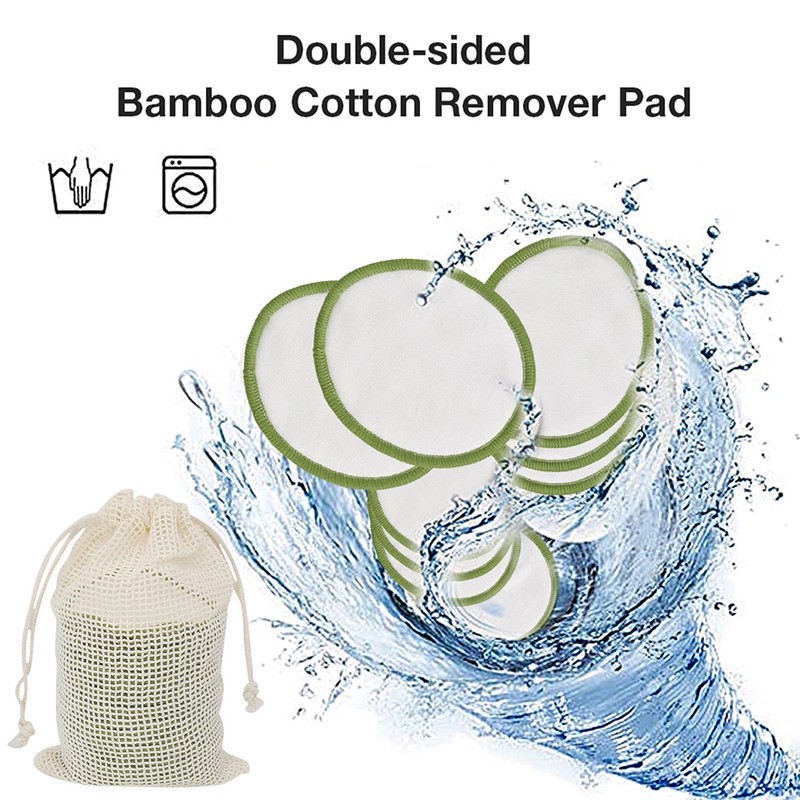 20 Pcs Reusable Makeup Remover Pads Bamboo Washable Cotton Rounds