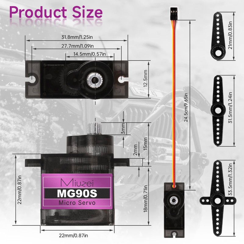 Miuzei MG90S 9G Micro Servo Motor Metal Geared Motor Kit