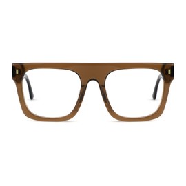 Zeelool Retro Aviator Eyeglasses Frame with Non-prescription Clear Lens for Men Tyndale ZJGA190664-02 Brown