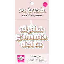 Sorority Shop Alpha Gamma Delta Retro Air Freshener - AGD Bubblegum Scented Air Freshener – Sorority Retro Design Air Freshener for Car or Dorm– Sorority Gift, Charm Paraphernalia