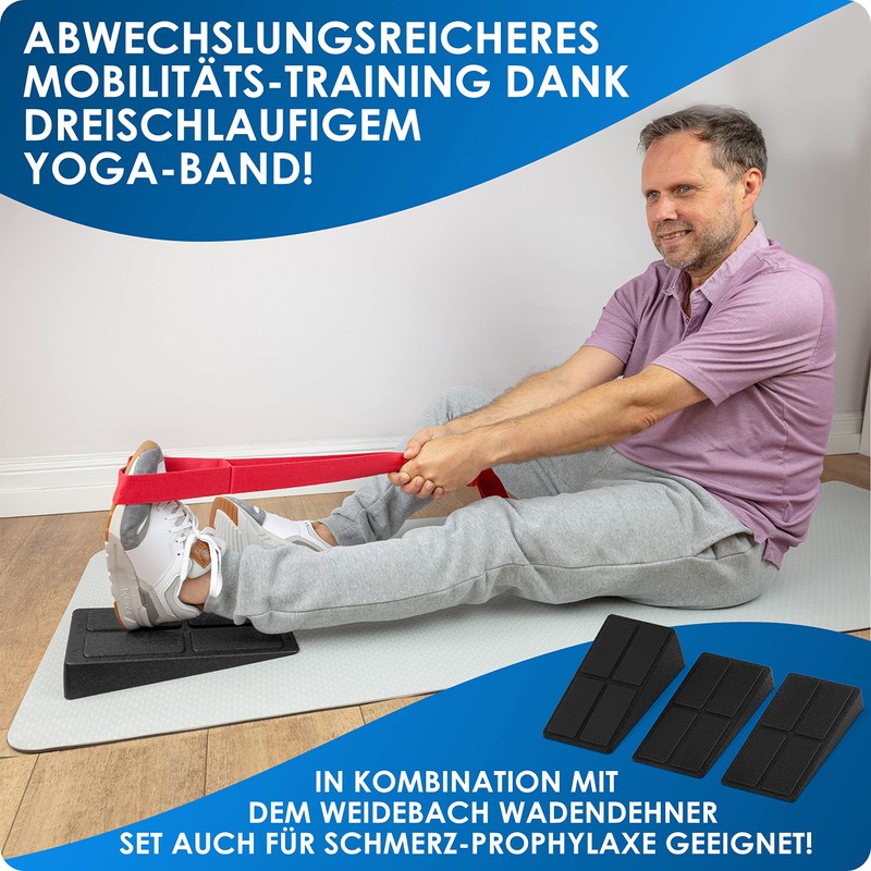 WEIDEBACH® Adjustable yoga strap with 4 loops facilitates stretching exercises,
