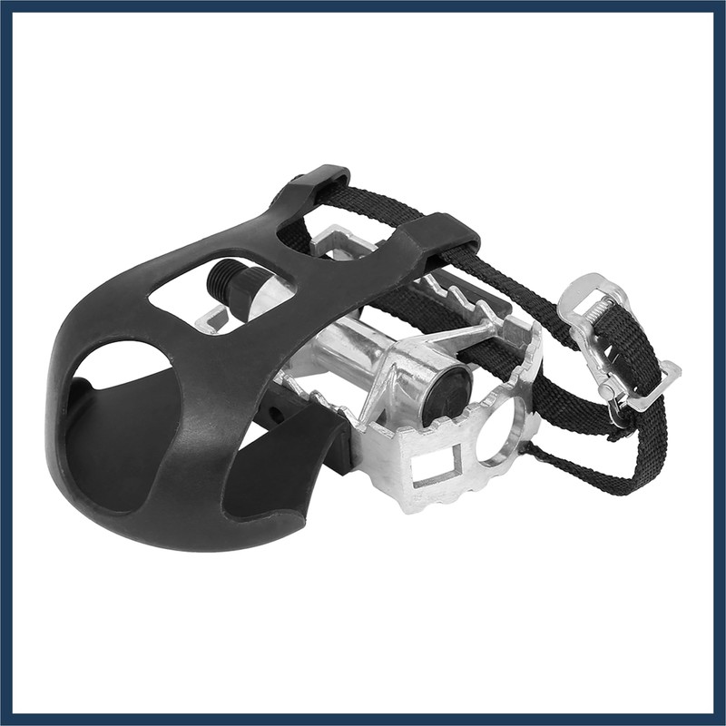 INFINAUTO Pair Bicycle Pedals with Toe Clip Foot Strap Reflective